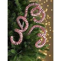 Festive Candy Cane Spiral Tree Picks - Set Of Three 105Cm