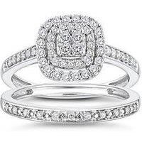 H. Samuel Perfect Fit 9W 0.40Ct Dia Cushion Shaped Multi Halo W/ Dia Set Shoulders