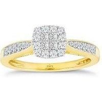 H. Samuel Princessa 9Y 0.33Ct Dia Square Cluster Ring With Dia Shoulders