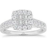 H. Samuel Princessa 9W 0.66Ct Dia Square Cluster Ring With Dia Shoulders
