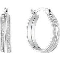 H. Samuel Sterling Silver Glitter Double Row 15Mm Hoop Earrings