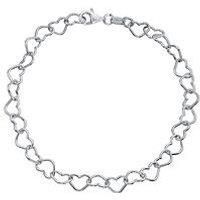 H. Samuel Sterling Silver Plain Heart Link Bracelet
