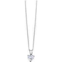 H. Samuel Silver Cubic Zirconia Heart Pendant 18"
