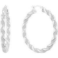 H. Samuel Sterling Silver Glitter Twist 33Mm Hoop Earrings