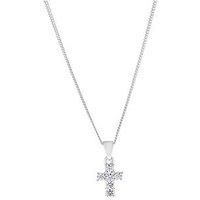 H. Samuel Childrens Silver Cubic Zirconia Cross Pendant 14"