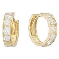 H. Samuel Childrens 9Ct Yellow Gold & Cubic Zirconia 9Mm Huggie Hoop Earrings
