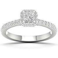 Ernest Jones 18Ct White Gold & Platinum 0.75Ct Diamond Halo Ring