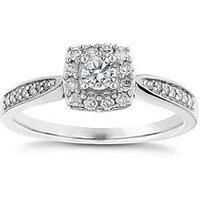 Ernest Jones 9Ct White Gold 0.33Ct Total Diamond Halo Ring