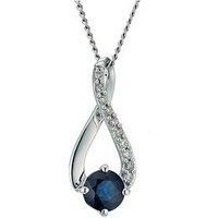 Ernest Jones 9Ct White Gold Sapphire & Diamond Crossover Pendant