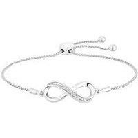Ernest Jones Sterling Silver Diamond Infinity Adjustable Bracelet