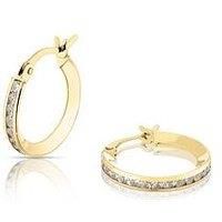 Ernest Jones 9Ct Yellow Gold Cubic Zirconia Channel Set Hoop Earrings