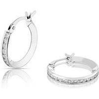 Ernest Jones 9Ct White Gold & Cubic Zirconia Channel Hoop Earrings
