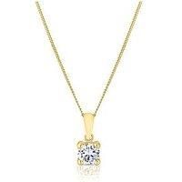 Ernest Jones 9Ct Yellow Gold Cubic Zirconia Round Cut Pendant