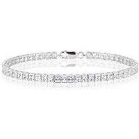 Ernest Jones Sterling Silver Cubic Zirconia Princess Cut Tennis Bracelet