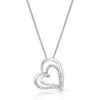 H. Samuel Sterling Silver 0.10Ct Diamond Swirl Heart Pendant Necklace