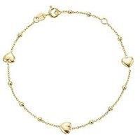 H. Samuel 9Ct Yellow Gold Heart & Ball Station Bracelet