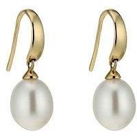 Ernest Jones 9Ct Yellow Gold Cultured Freshwater Pearl Drop Hook Earrings