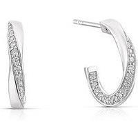 Ernest Jones Sterling Silver Cubic Zirconia Twist Half Hoop Earrings