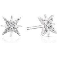 Ernest Jones Sterling Silver Cubic Zirconia Northern Star Stud Earrings
