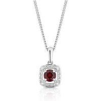 H. Samuel Sterling Silver Necklace Pendant. Diamond & Garnet Pendant