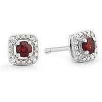 H. Samuel Sterling Silver Earrings. Diamond & Garnet January Birth. Samuel Tone Earrings