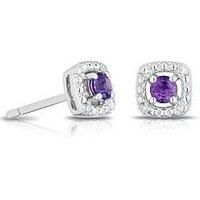 H. Samuel Sterling Silver Earrings. Diamond & Amethyst February Birth. Samuel Tone Earrings