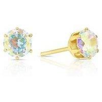 H. Samuel Sterling Silver & 18Ct Gold Plated Vermeil 6Mm Crystal Stud Earrings