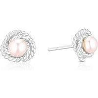 H. Samuel Sterling Silver Earrings. Pearl Rope Knot Stud Earrings