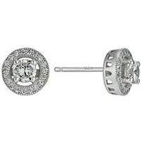 Ernest Jones Sterling Silver Earrings. Cubic Zirconia Halo Stud Earrings