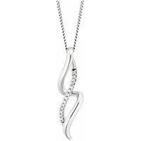 H. Samuel Silver Necklace. 0.05Ct Twist Drop Pendant Necklace