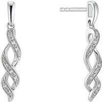 H. Samuel 9Ct White Gold Earrings. 0.03Ct Twist Drop Earrings