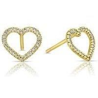 Ernest Jones 9Ct Yellow Gold Earrings. 0.08Ct Diamond Heart Earrings
