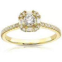 Ernest Jones 18Ct Yellow Gold Engagement Ring. 0.50Ct Diamond Cushion Shape Halo Ring