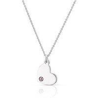 H. Samuel Children'S Sterling Silver Necklace. October Purple Crystal Heart Pendant Necklace