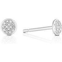 H. Samuel 9Ct White Gold Earrings. Diamond Disc Stud Earrings