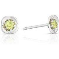 H. Samuel Sterling Silver Stud Earrings. Poppy August Birth Flower Stud Earrings With Cubic Zirconia Stones.