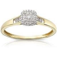 H. Samuel 9Ct Yellow Gold Engagement Ring. 0.04Ct Total Diamond Cushion Ring