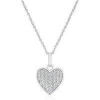 H. Samuel Sterling Silver Necklace. Cubic Zirconia PavÉ Heart Pendant 16+2 Inch Necklace
