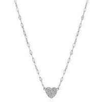 H. Samuel Sterling Silver Necklace. Cubic Zirconia Heart Sparkle Chain 16.5+1 Inch Necklace