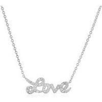 H. Samuel Sterling Silver Necklace. Cubic Zirconia Love Pendant 16+2 Inch Necklace