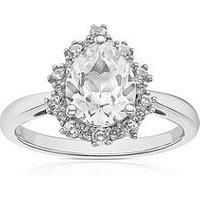 H. Samuel Sterling Silver Engagement Ring. Created White Sapphire Vintage Pear Ring