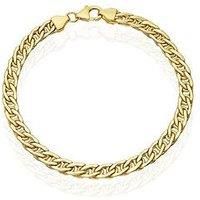 Ernest Jones 9Ct Wide Double Curb Bracelet - Gold