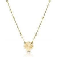 Ernest Jones 9Ct Gold 16" Diamond Cut Clover Pendant Necklace