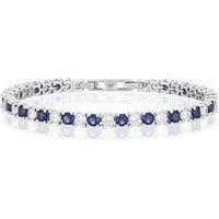 H. Samuel Emmy London Platinum Plated Sterling Silver Blue & Clear Cz Tennis Bracelet