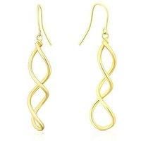 Ernest Jones 9Ct Gold Polished Twist 3D Drop Earrings