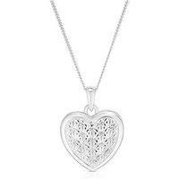 H. Samuel Sterling Silver Daisy Pattern 18" Heart Locket