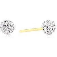 H. Samuel 9Ct Gold 5Mm Crystal Ball Stud Earrings