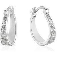 H. Samuel Sterling Silver PavÉ Set Cz Hoop Earrings