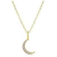 H. Samuel Sterling Silver Gold Tone Cubic Zirconia Moon Pendant 16+2" Necklace