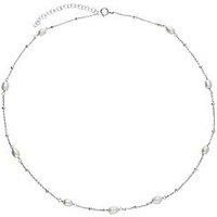 Ernest Jones Sterling Silver & Cultured Freshwater Pearl Station Necklace